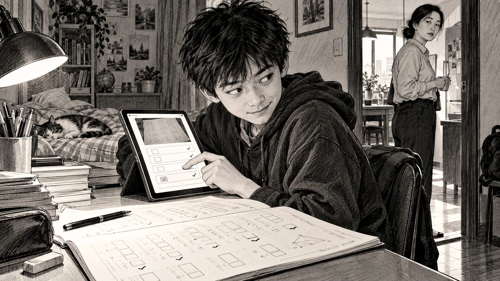 十一分钟的黑白漫画插画